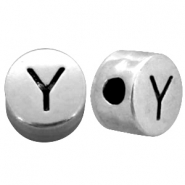 Perles au look métallique lettre Y argenté antique