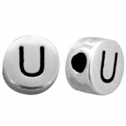 Perles au look métallique lettre U argenté antique