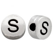 Perles au look métallique lettre S argenté antique