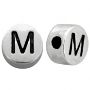 Perles au look métallique lettre M argenté antique