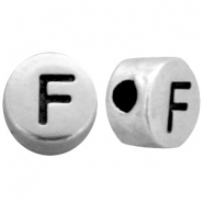 Perles au look métallique lettre F argenté antique