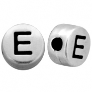 Perles au look métallique lettre E argenté antique