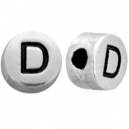 Perles au look métallique lettre D argenté antique