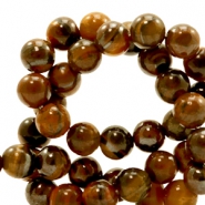 Pierres naturelles Oeil de tigre 6mm Marron foncé