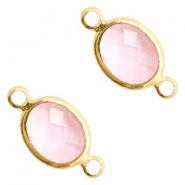 Connecteurs Crystal Glass ovale 10x9mm rose cristal-doré