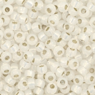 Perles de rocailles Miyuki 8/0 Gilt lined opal white 8-551