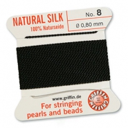 Griffin bead cord natural silk Ø0.8mm Noir