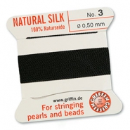 Griffin bead cord natural silk Ø0.5mm Noir