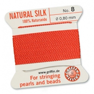 Griffin bead cord natural silk Ø0.8mm Rose corail