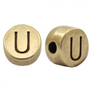 Perles alphabet en métal DQ lettre U bronze antique (sans nickel)