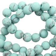 Pierres naturelles Calcite au look marbré 8mm mat Bleu turquoise clair