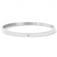 Bracelets en acier inox avec c&oelig;ur Argent&eacute;