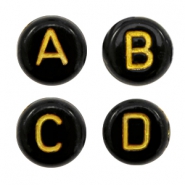 Perles lettres acryliques mélangées Noir-doré