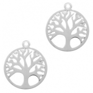 Breloques en acier inox arbre de vie 14mm Argenté
