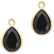 Pendentifs en verre Crystal Glass goutte 11x7mm Noir jais-doré
