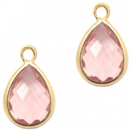 Pendentifs en verre Crystal Glass goutte 11x7mm Rose vintage crystal-doré
