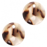 Pendentifs en résine rond 12mm Marron beige mélangé