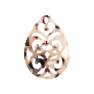 Pendentifs en résine goutte baroque 38x27mm Marron beige mélangé