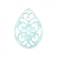 Pendentifs en résine goutte baroque 38x27mm Aqua blanchi