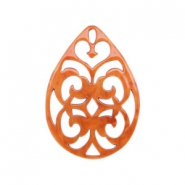 Pendentifs en résine goutte baroque 38x27mm Orange flamme