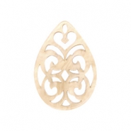 Pendentifs en résine goutte baroque 38x27mm Beige semolina clair