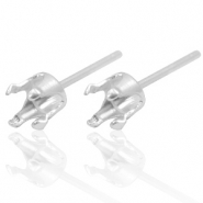 Argent 925 apprêts boucles d'oreilles clous avec serti pour Swarovski PP32 (4mm) Argent