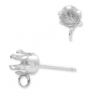 Argent 925 apprêts boucles d'oreilles clous avec serti pour Swarovski PP32 (4mm) avec anneau Argent