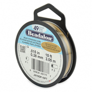 Beadalon stringing wire 49 strand 0.38mm Acier inoxydable plaqué or