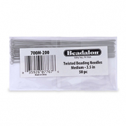 Beadalon twisted needle Asian medium 50pcs Argent&eacute;