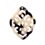 Pendentifs en résine losange baroque Noir crème