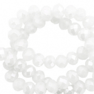 Perles à facettes 4x3mm disque Blanc-pearl shine coating