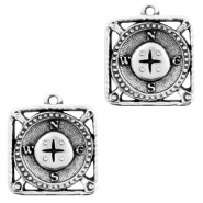 Breloques en métal DQ boussole Argenté antique (sans nickel)