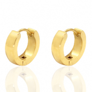 Boucles d'oreilles en acier inox cr&eacute;oles plat 13mm Dor&eacute;