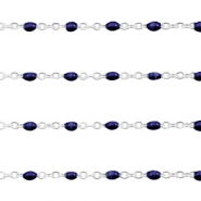Apprêts en acier inox chaîne maille jaseron 1mm Bleu foncé-argenté