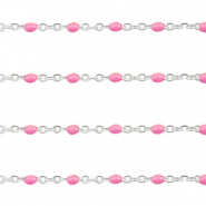 Apprêts en acier inox chaîne maille jaseron 1mm Fuchsia-argenté