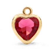 Pendentifs en verre Crystal Glass cœur Rose indien-doré