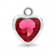 Pendentifs en verre Crystal Glass cœur Rose indien-argenté