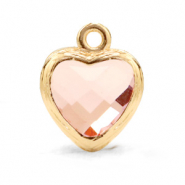 Pendentifs en verre Crystal Glass cœur Rose vintage-doré