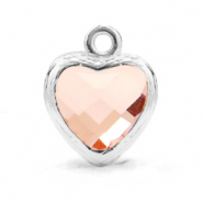 Pendentifs en verre Crystal Glass cœur Rose vintage-argenté