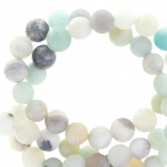 Pierres naturelles Calcédoine (Quartz) 8mm mat Bleu-gris multicolore