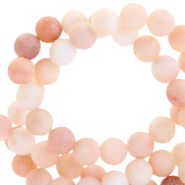 Pierres naturelles Calcédoine (Quartz) 6mm mat Rose beige multicolore