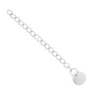Appr&ecirc;ts en acier inox cha&icirc;nette d'extension m&eacute;daillon rond 8mm argent&eacute;