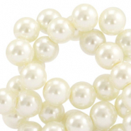 Perles en verre cirées 6mm Top Quality Blanc cassé