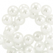 Perles en verre cirées 4mm Top Quality Blanc
