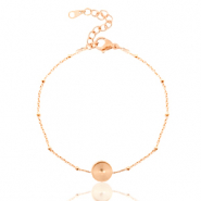 Bracelets en acier Polaris (Inox) avec serti pour cabochon 7mm / Swarovski SS34 petites boules Dor&eacute; ros&eacute;