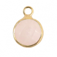 Pierres naturelles pendentifs 10mm Rose glace-doré
