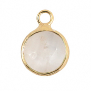 Pierres naturelles pendentifs 10mm Cristal blanc-doré
