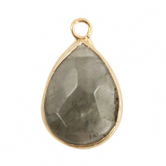Pierres naturelles pendentifs goutte Gris fossile-doré