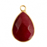Pierres naturelles pendentifs Granit goutte Rose pigeon fruit foncé-doré