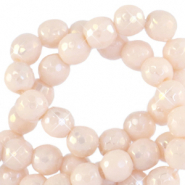 Pierres naturelles 4mm facettées rond Beige crème ivoire-AB coating